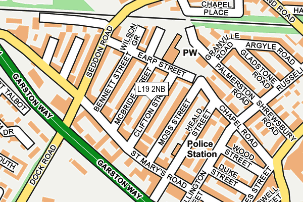 L19 2NB map - OS OpenMap – Local (Ordnance Survey)