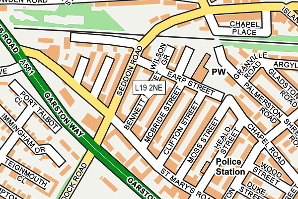 L19 2NE map - OS OpenMap – Local (Ordnance Survey)