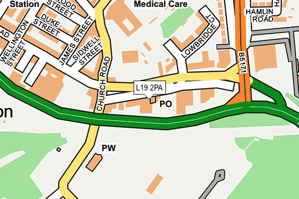 L19 2PA map - OS OpenMap – Local (Ordnance Survey)