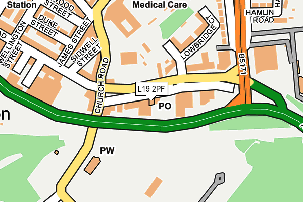 L19 2PF map - OS OpenMap – Local (Ordnance Survey)