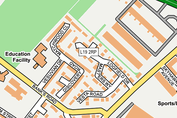 L19 2RP map - OS OpenMap – Local (Ordnance Survey)