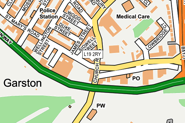 L19 2RY map - OS OpenMap – Local (Ordnance Survey)