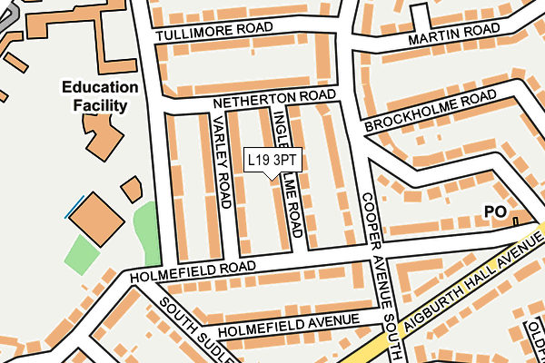 L19 3PT map - OS OpenMap – Local (Ordnance Survey)