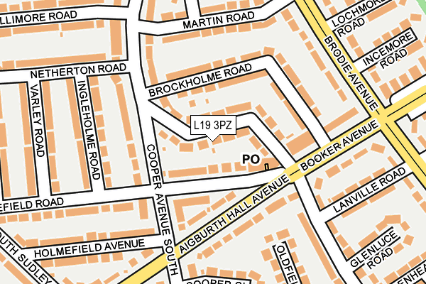 L19 3PZ map - OS OpenMap – Local (Ordnance Survey)