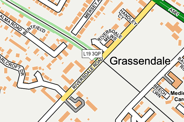L19 3QP map - OS OpenMap – Local (Ordnance Survey)