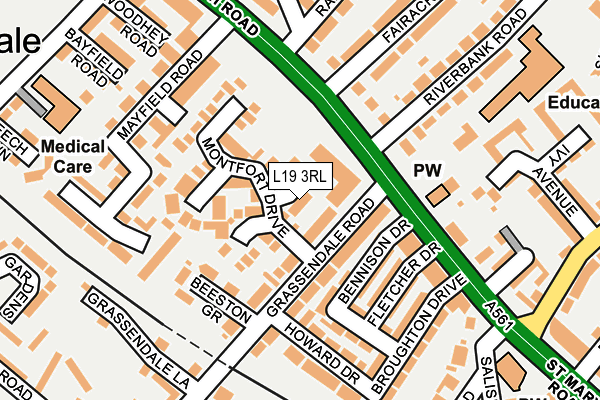 L19 3RL map - OS OpenMap – Local (Ordnance Survey)