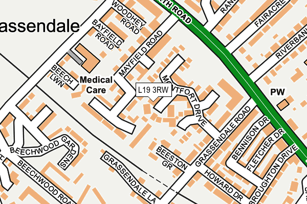 L19 3RW map - OS OpenMap – Local (Ordnance Survey)