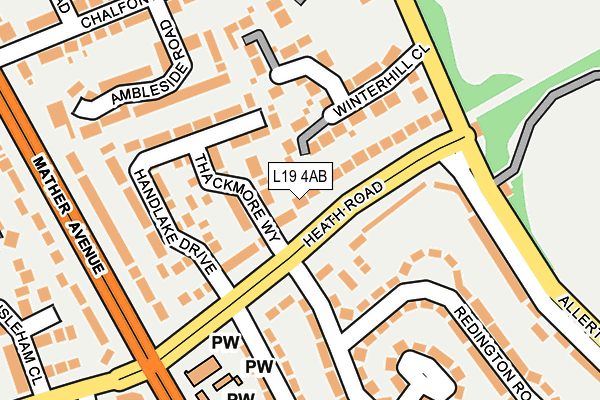 L19 4AB map - OS OpenMap – Local (Ordnance Survey)