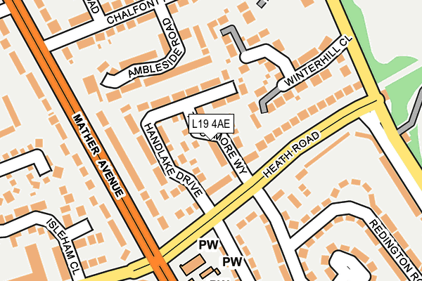 L19 4AE map - OS OpenMap – Local (Ordnance Survey)