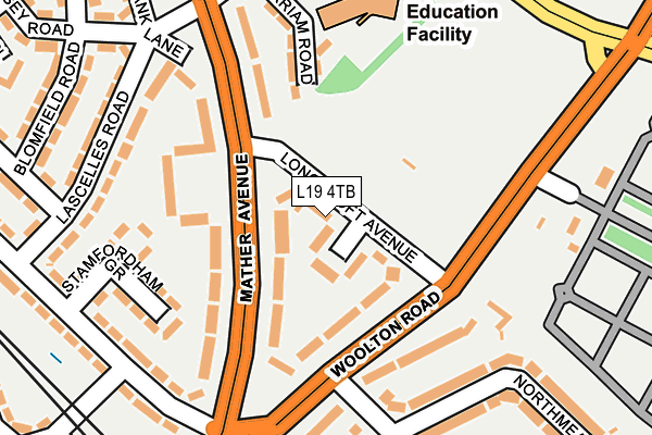 L19 4TB map - OS OpenMap – Local (Ordnance Survey)