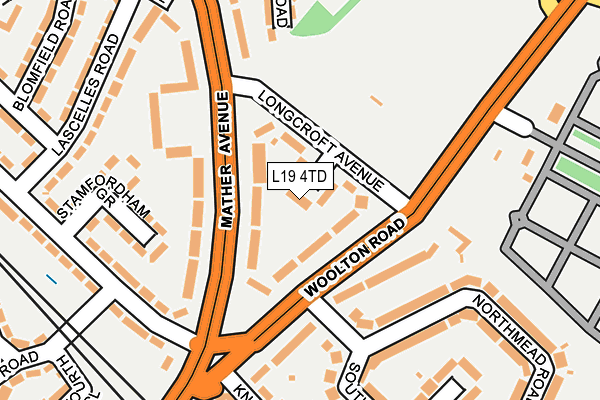 L19 4TD map - OS OpenMap – Local (Ordnance Survey)