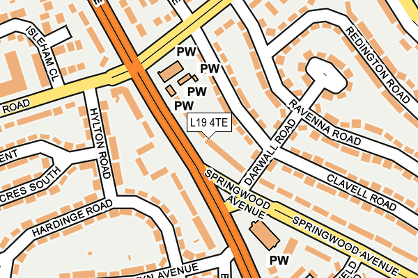 L19 4TE map - OS OpenMap – Local (Ordnance Survey)