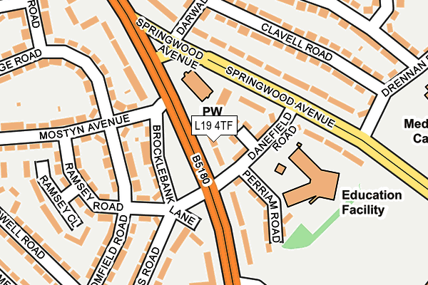 L19 4TF map - OS OpenMap – Local (Ordnance Survey)