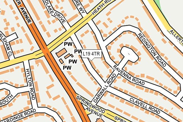 L19 4TR map - OS OpenMap – Local (Ordnance Survey)