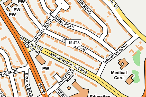 L19 4TS map - OS OpenMap – Local (Ordnance Survey)