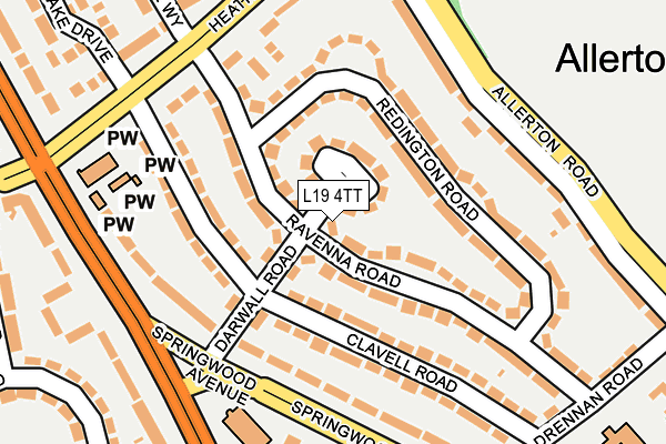 L19 4TT map - OS OpenMap – Local (Ordnance Survey)