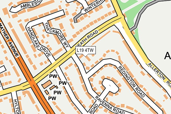 L19 4TW map - OS OpenMap – Local (Ordnance Survey)