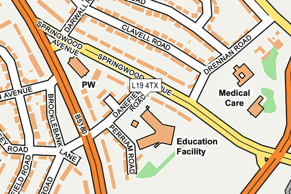 L19 4TX map - OS OpenMap – Local (Ordnance Survey)