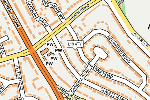 L19 4TY map - OS OpenMap – Local (Ordnance Survey)