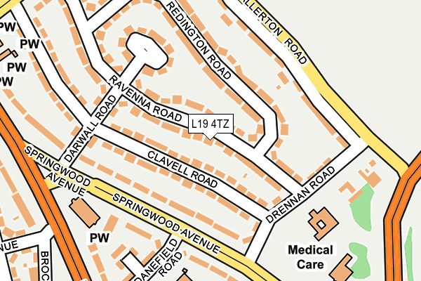 L19 4TZ map - OS OpenMap – Local (Ordnance Survey)