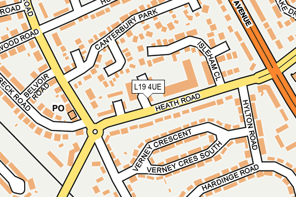L19 4UE map - OS OpenMap – Local (Ordnance Survey)