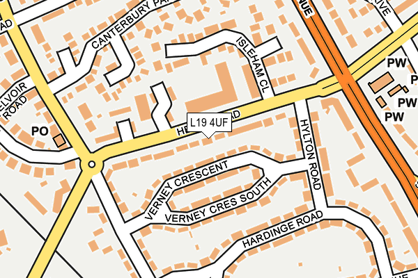 L19 4UF map - OS OpenMap – Local (Ordnance Survey)