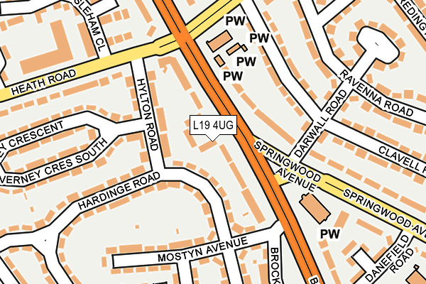 L19 4UG map - OS OpenMap – Local (Ordnance Survey)