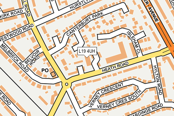 L19 4UH map - OS OpenMap – Local (Ordnance Survey)