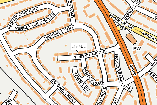 L19 4UL map - OS OpenMap – Local (Ordnance Survey)
