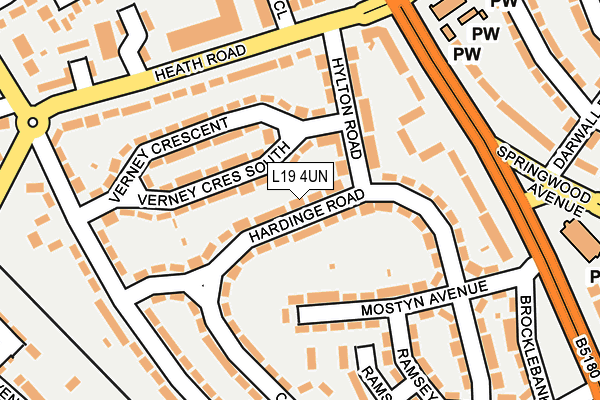 L19 4UN map - OS OpenMap – Local (Ordnance Survey)
