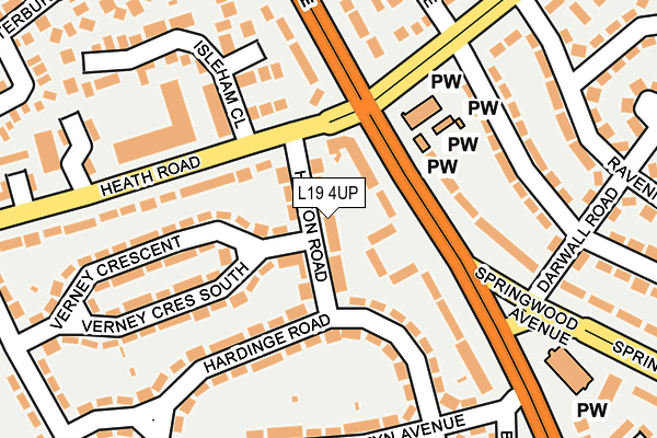 L19 4UP map - OS OpenMap – Local (Ordnance Survey)
