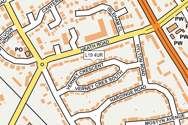 L19 4UR map - OS OpenMap – Local (Ordnance Survey)