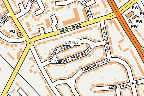 L19 4US map - OS OpenMap – Local (Ordnance Survey)