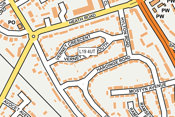 L19 4UT map - OS OpenMap – Local (Ordnance Survey)