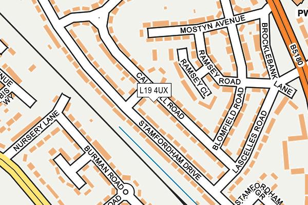 L19 4UX map - OS OpenMap – Local (Ordnance Survey)