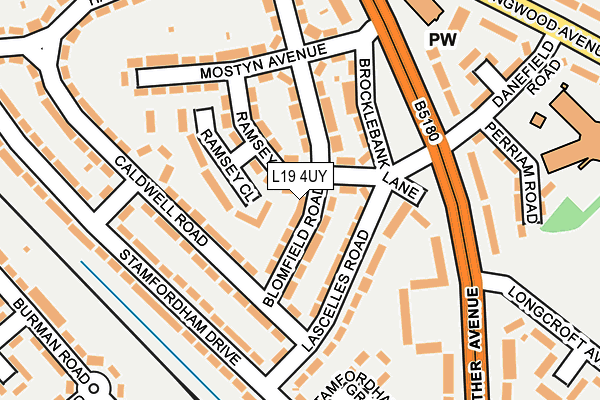 L19 4UY map - OS OpenMap – Local (Ordnance Survey)
