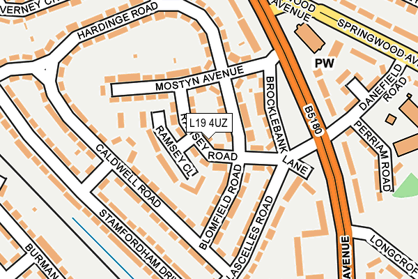 L19 4UZ map - OS OpenMap – Local (Ordnance Survey)
