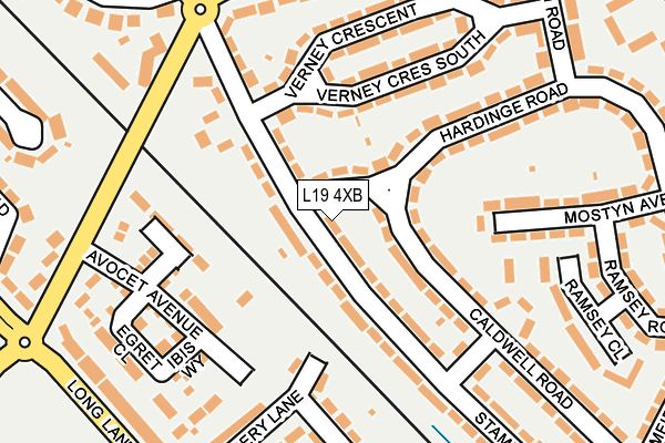 L19 4XB map - OS OpenMap – Local (Ordnance Survey)