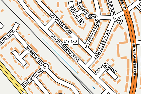 L19 4XD map - OS OpenMap – Local (Ordnance Survey)