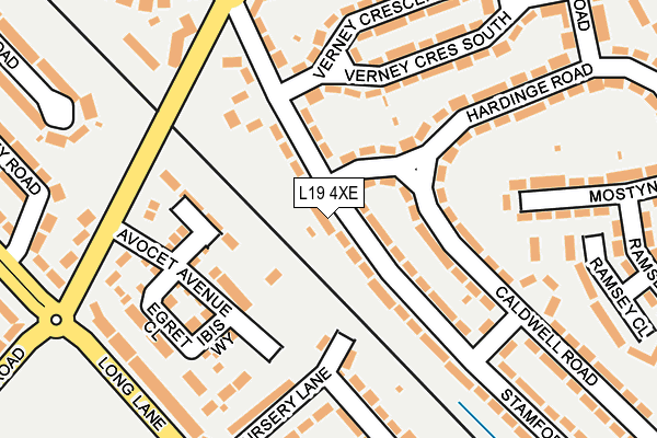 L19 4XE map - OS OpenMap – Local (Ordnance Survey)