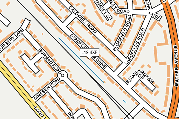 L19 4XF map - OS OpenMap – Local (Ordnance Survey)