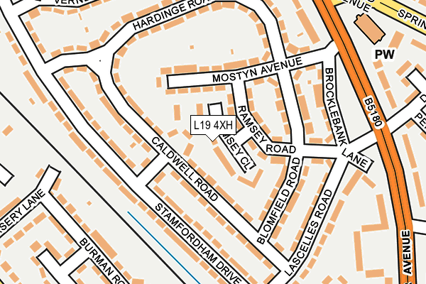 L19 4XH map - OS OpenMap – Local (Ordnance Survey)