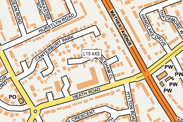 L19 4XS map - OS OpenMap – Local (Ordnance Survey)