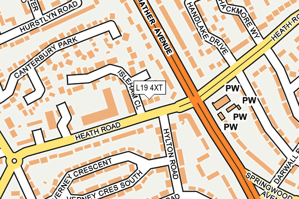 L19 4XT map - OS OpenMap – Local (Ordnance Survey)