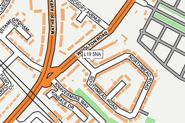 L19 5NA map - OS OpenMap – Local (Ordnance Survey)