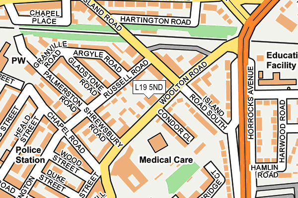 L19 5ND map - OS OpenMap – Local (Ordnance Survey)