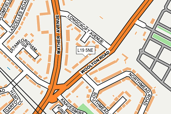 L19 5NE map - OS OpenMap – Local (Ordnance Survey)