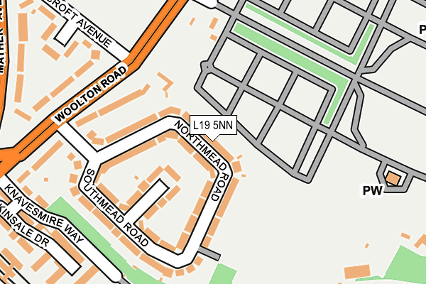 L19 5NN map - OS OpenMap – Local (Ordnance Survey)