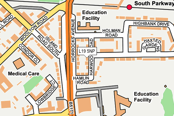 L19 5NP map - OS OpenMap – Local (Ordnance Survey)
