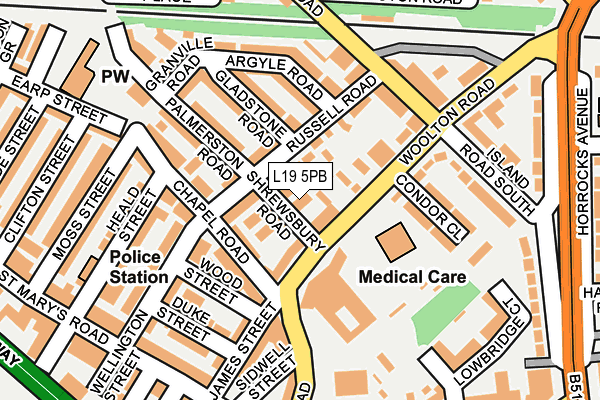 L19 5PB map - OS OpenMap – Local (Ordnance Survey)